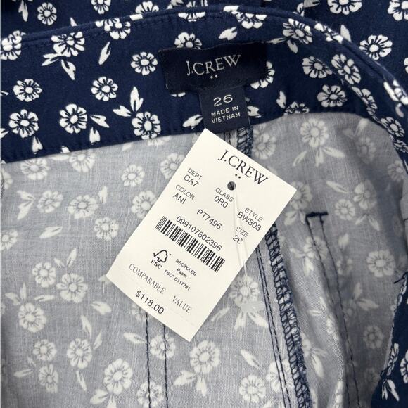 J.Crew Lizzie high-rise patch-pocket wide-leg pant Navy/Ivory Floral - Picture 4 of 6